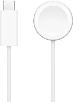 USB‑C laadija Apple Watchi magnetkiirlaadija kõrval