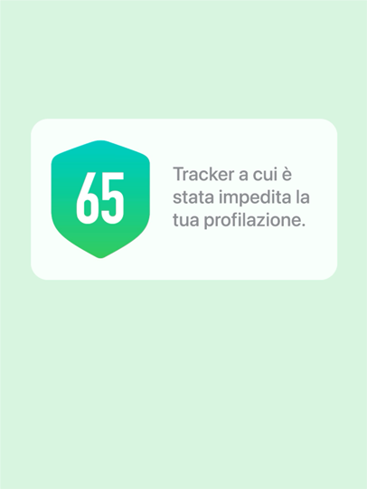 Appare un badge che indica nel dettaglio a quanti tracker è stato impedito di profilarti.