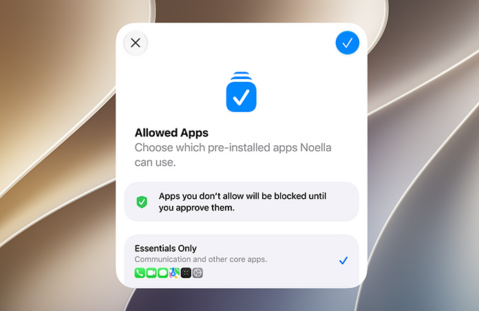 Setup Assistant screen displaying a parent or guardian's ability to review and approve apps for a Child Account.