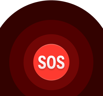 Іконка «Сигнал SOS», червоні кола, розміщені одне в одному, з білим написом «SOS» посередині