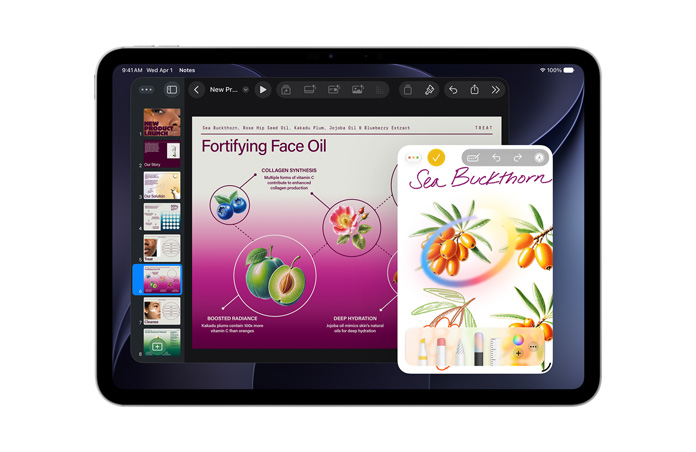 iPad montrant la Baguette graphique transformant un croquis en images