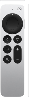 Siri Remote, face avant, finition aluminium argent, clickpad et boutons