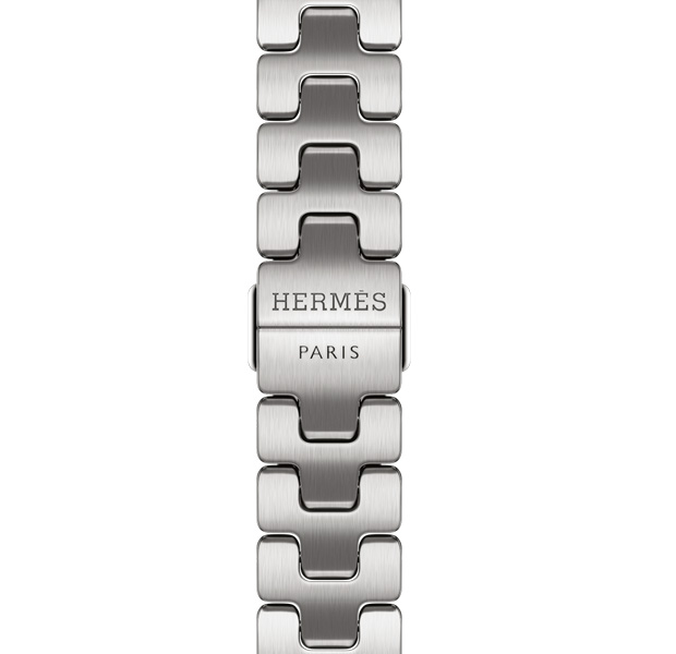 Correa Grand H Fin para Apple Watch Hermès Series 12, color Satiné, logo de Hermès grabado en la hebilla