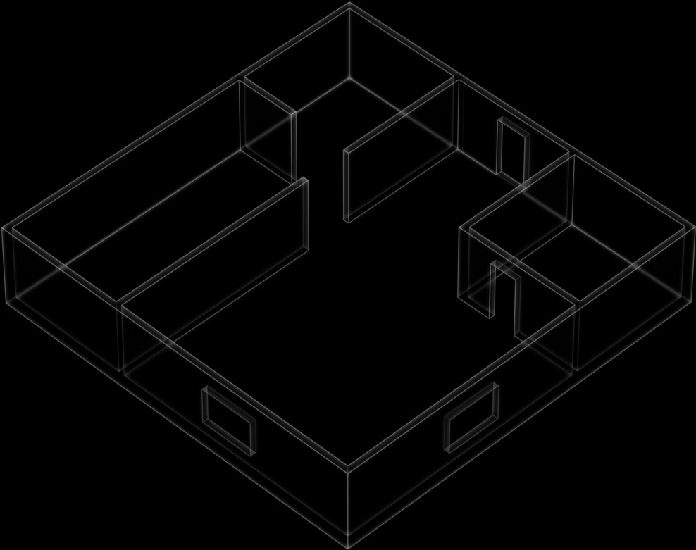 Animatie van verschillende Siri-commando’s die boven een plattegrond van een woning worden geschreven