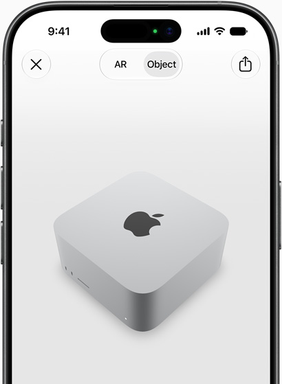 在 iPhone 上使用 AR 欣賞 Mac Studio 的體驗預覽