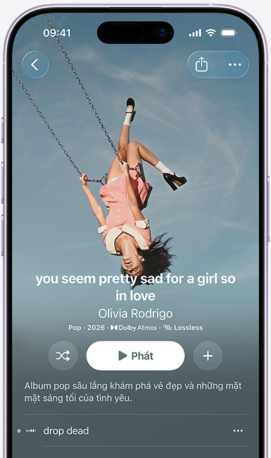 iPhone screen displaying the Kendrick Lamar album “GNX” on Apple Music